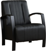 Zwarte leren industriële stalen fauteuil Glamour - Hermes Leer Nero (zwart leer)