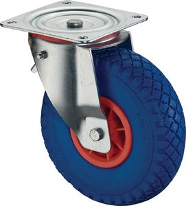 BS Rollen Zwenkwiel met totaalklem | wiel-d. 260 mm draagvermogen 160 kg | met schroefplaat rollager | rubber blauwgrijs | 1 stuk - L420.D16.260