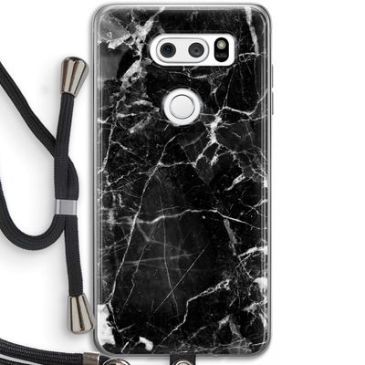 Zwart Marmer 2: LG V30 Transparant Hoesje met koord