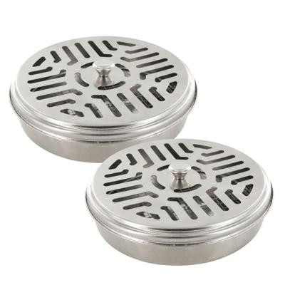 Home Deco Factory Wierookhouder - 4x - D14 cm - metaal - zilver - spiraal - muggen werend