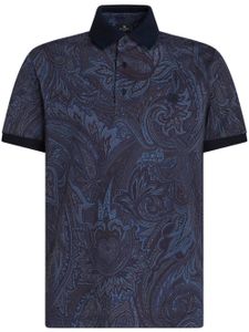 ETRO polo en coton à imprimé cachemire - Bleu