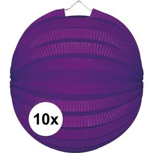 10x Paarse feest lampionnen 22 cm   -