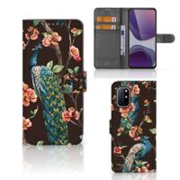 OnePlus 8T | Telefoonhoesje | Met pasjeshouder | Pauw met Bloemen