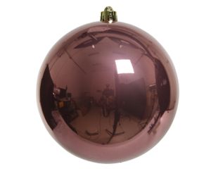 Kerstbal Glans XL - Velours roze - Decoris