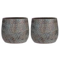 Mica Decorations Bloempot - 2x - keramiek - kamerplanten - koper - D31 x H38 cm