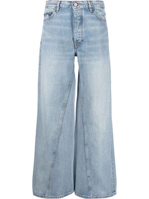GANNI jean ample à détails de coutures - Bleu