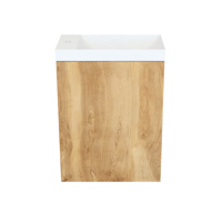 Fonteinkast Natural Oak Arcqua Luna 40x55x28 cm Incl. Fontein Mat Wit Zonder Overloop