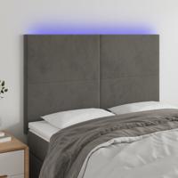 Hoofdbord LED 144x5x118/128 cm fluweel donkergrijs