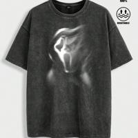 Bon&Bon Men's Snowflake Print Drop-Shoulder Streetwear Tee - Black Black / L