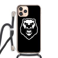 Angry Bear (black): iPhone 11 Pro Max Transparant Hoesje met koord