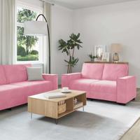 2-delige Loungeset met kussens fluweel roze