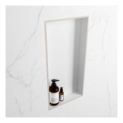 Wandnis Solid Surface Easy | In- en opbouw | 30x60x8 cm | 1 vak | Linen/Talc