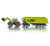Siku 1949 tractor met frontlader, dolly en kiepwagen 1:50