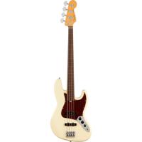 Fender American Professional II Jazz Bass FL Olympic White RW fretloze elektrische basgitaar met koffer - thumbnail