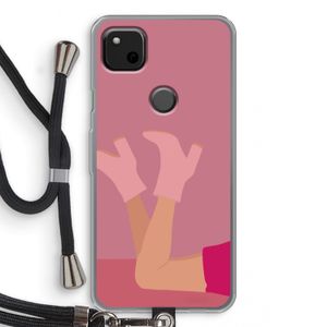 Pink boots: Pixel 4a Transparant Hoesje met koord