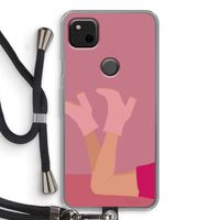 Pink boots: Pixel 4a Transparant Hoesje met koord