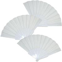 Handwaaier/spaanse waaier - 4x stuks - wit - polyester - Verkoeling in de zomer - 41 x 22 cm