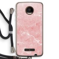 Roze marmer: Motorola Moto Z Force Transparant Hoesje met koord
