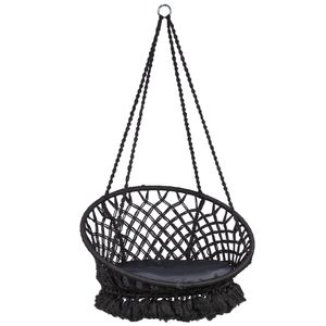 'Macramé' Black Hangstoel - 120 kg - Zwart - Mexicaans - Tropilex