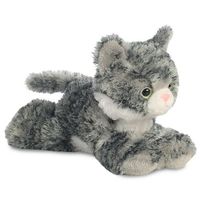 Pluche grijs/witte kat/poes knuffel 20 cm speelgoed - thumbnail