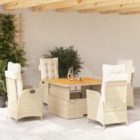 5-delige Tuinset met kussens poly rattan beige