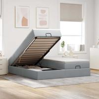 Ottoman bed met matrassen 180x200cm stof lichtgrijs