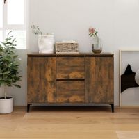 Dressoir 104x35x70 cm bewerkt hout gerookt eikenkleurig - thumbnail