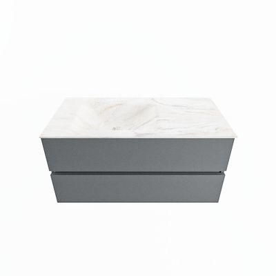 MONDIAZ VICA-DLUX 100cm badmeubel onderkast Plata 2 lades. Inbouw wastafel CLOUD links 1 kraangat, kleur Ostra.