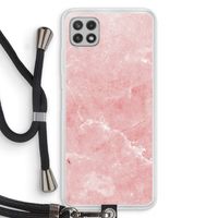 Roze marmer: Samsung Galaxy A22 4G Transparant Hoesje met koord