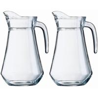 Bellatio Decorations Schenkkan - 2x - Limonade - karaf - van glas - 1,6 liter - 24 x 14 cm