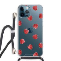 Framboosjes: iPhone 12 Pro Max Transparant Hoesje met koord