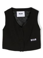 MSGM Kids veston matelassé crop à logo brodé - Noir