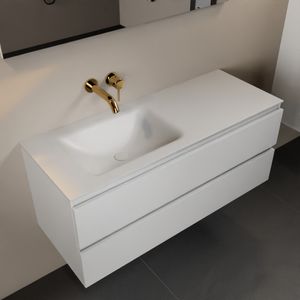 MONDIAZ AIVY 120cm badmeubel Talc, wastafel Talc solid surface links zonder kraangat (AI-351631TALC-NO - AI-M120TALI)