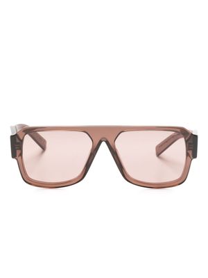 Prada Eyewear lunettes de soleil à monture pilote transparente - Marron