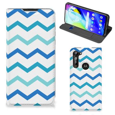 Motorola Moto G8 Power | Hoesje met Magneet | Zigzag Blauw