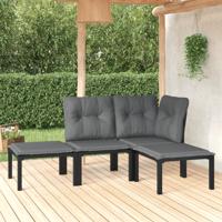 4-delige Loungeset poly rattan zwart en grijs