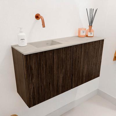 Toiletmeubel Mondiaz Joya Dlux | 80 cm | Meubelkleur Walnut | Faye wastafel Opalo Wasbak Links | Zonder kraangat(en)