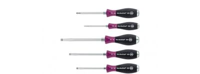 Sleufkop/ Pozidriv-schroevendraaierset MicroFinish , 5-delig Wiha