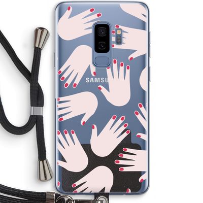 Hands pink: Samsung Galaxy S9 Plus Transparant Hoesje met koord