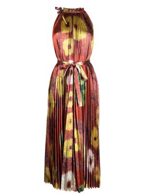Ulla Johnson robe plissée Amiko à fleurs - Rouge