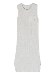 Brunello Cucinelli Kids robe English en maille nervurée - Gris