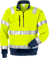 Fristads 100134 High vis sweatshirt met korte rits klasse 3 728 SHV - thumbnail