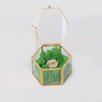 Hand gesoldeerd Zeszijdig clamshell C trouw ring vak eeuwige bloem vak Grootte: 12x11x6cm (goud)