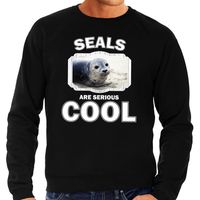 Sweater seals are serious cool zwart heren - zeehonden/ grijze zeehond trui 2XL  - - thumbnail