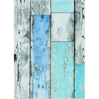 Decoratie plakfolie houten planken look - 3x rollen - blauw/grijs - 45 cm x 2 meter - zelfklevend