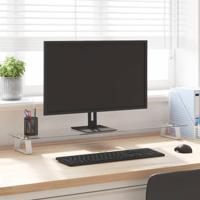 VidaXL Monitorstandaard 100x20x8 cm gehard glas en metaal wit VidaXL Monitorstandaard 100x20x8 cm gehard glas en metaal wit