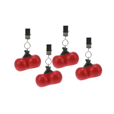 Excellent Houseware Tafelkleedgewichtjes/hangers - 4x - kers - kunststeen - rood Excellent Houseware Tafelkleedgewichtjes/hangers - 4x - kers - kunststeen - rood