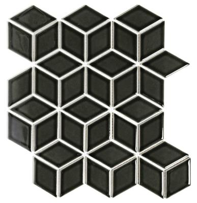 The Mosaic Factory Paris Mozaiek Tegel Cubic - Zwart Porselein Geglazuurd 266x305 mm