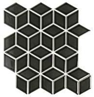 The Mosaic Factory Paris Mozaiek Tegel Cubic - Zwart Porselein Geglazuurd 266x305 mm