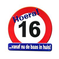 Hulde stopbord 16 jaar verjaardags cadeau/versiering